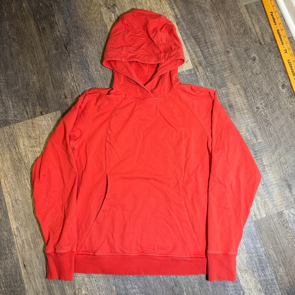 Lululemon Scuba Pullover Hoodie Red Size 12 Thumbholes Activewear